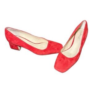 J.McLaughlin Red Suede Block-Heel Pumps Size 8